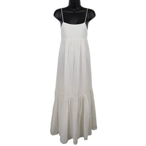 White Cotton Cutout Tie Front Midi Dress Strappy Boho Sundress EUC XS Zara